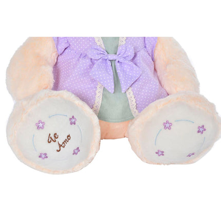 Plüschbär DKD Home Decor Kleid 42 x 20 x 50 cm Beige Rosa Lila Für Kinder Bär (2 Stück)