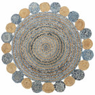 Teppich DKD Home Decor 120 x 120 x 1 cm Blau Baumwolle Bunt Indianer Jute