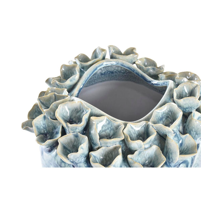Vase DKD Home Decor 20 x 20 x 30,5 cm 22 x 22 x 33 cm Rosa türkis Steingut Moderne Mit Relief (2 Stück)