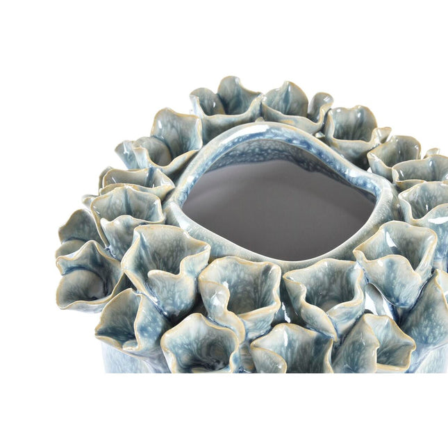 Vase DKD Home Decor Blume Rosa türkis Steingut 18 x 18 x 25 cm 16 x 16 x 26 cm Mediterraner (2 Stück)