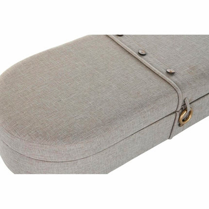 Kofferbank DKD Home Decor Grau Metall Polyester (114 x 44 x 43 cm)