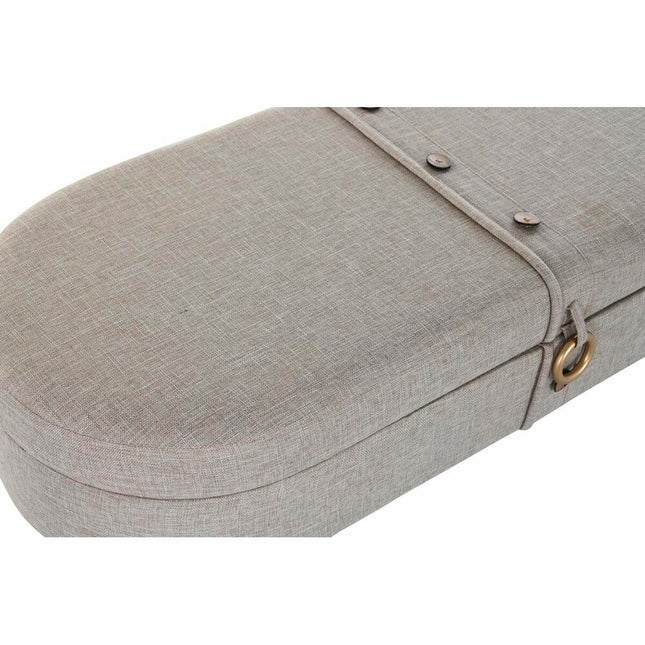 Kofferbank DKD Home Decor Grau Metall Polyester (114 x 44 x 43 cm)