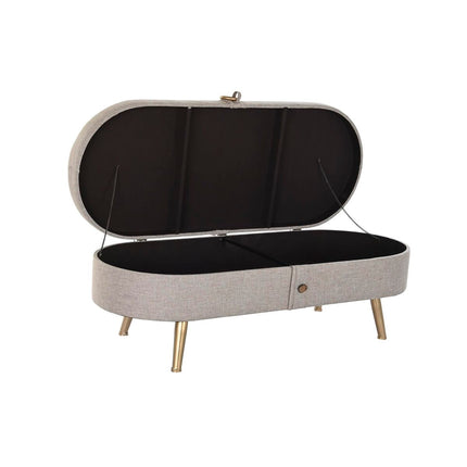 Kofferbank DKD Home Decor Grau Metall Polyester (114 x 44 x 43 cm)
