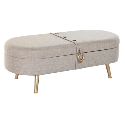 Kofferbank DKD Home Decor Grau Metall Polyester (114 x 44 x 43 cm)