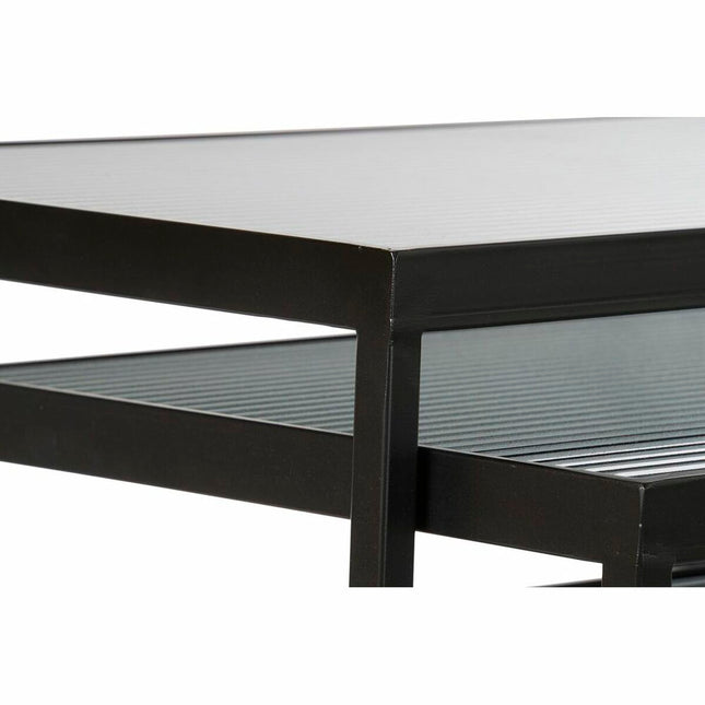 3er-Set Tischchen DKD Home Decor 58 x 36,5 x 53,5 cm Kristall Schwarz Metall