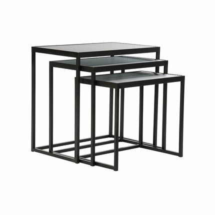 3er-Set Tischchen DKD Home Decor 58 x 36,5 x 53,5 cm Kristall Schwarz Metall