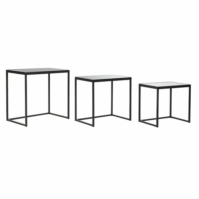 3er-Set Tischchen DKD Home Decor 58 x 36,5 x 53,5 cm Kristall Schwarz Metall