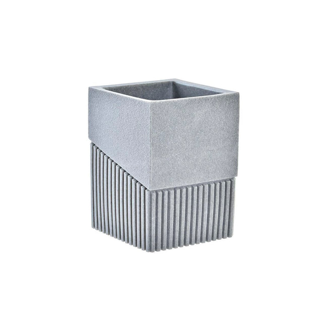 Zahnbürstenhalter DKD Home Decor Grau Aluminium Harz (7,6 x 7,6 x 10 cm)