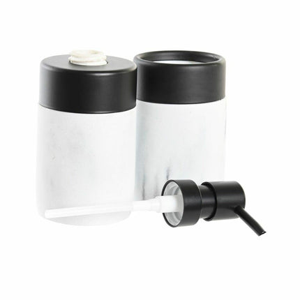 Badezimmer Set DKD Home Decor Schwarz Metall Aluminium Weiß Harz Marmor Moderne (7,2 x 7,2 x 16,4 cm)