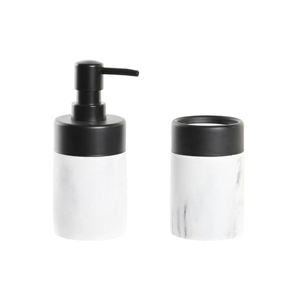 Badezimmer Set DKD Home Decor Schwarz Metall Aluminium Weiß Harz Marmor Moderne (7,2 x 7,2 x 16,4 cm)