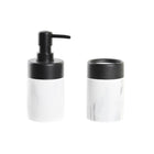 Badezimmer Set DKD Home Decor Schwarz Metall Aluminium Weiß Harz Marmor Moderne (7,2 x 7,2 x 16,4 cm)