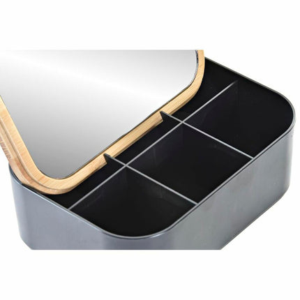 Schmuckschatulle aus Bambus mit Spiegel DKD Home Decor Schwarz (15,5 x 11 x 5,8 cm)