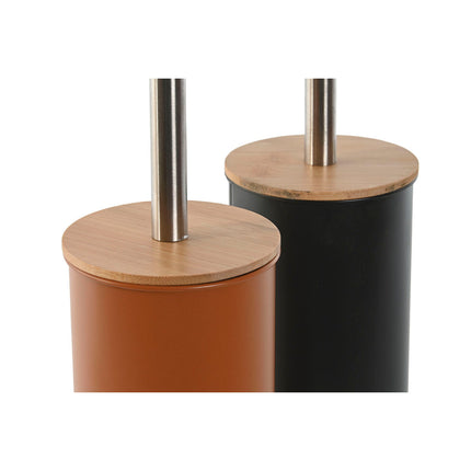 Toilettenbürste DKD Home Decor Grau Metall Orange Aluminium Bambus (9.5 x 9.5 x 38 cm) (2 Stück)