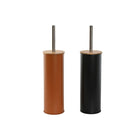 Toilettenbürste DKD Home Decor Grau Metall Orange Aluminium Bambus (9.5 x 9.5 x 38 cm) (2 Stück)