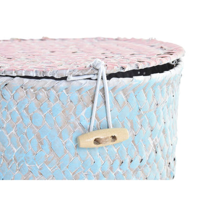 Korb-Set DKD Home Decor Polyester 20 x 20 x 12 cm Naturfaser Boho Mediterraner
