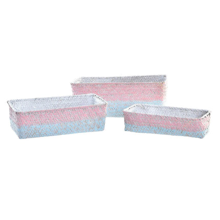 Korb-Set DKD Home Decor 31 x 16 x 11 cm Polyester 9 cm Naturfaser Boho Mediterraner