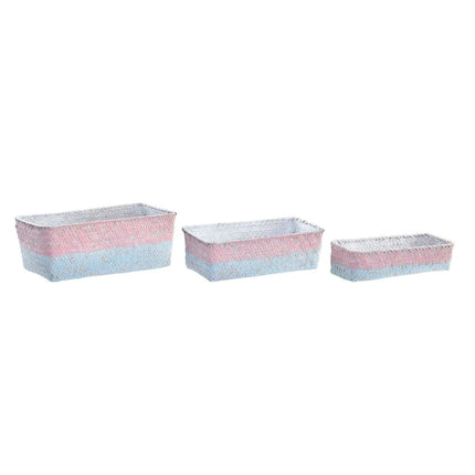 Korb-Set DKD Home Decor 31 x 16 x 11 cm Polyester 9 cm Naturfaser Boho Mediterraner