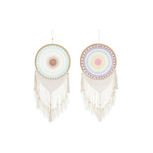 Traumfänger DKD Home Decor Federn Lila grün Bunt 40 x 2 x 120 cm Boho (2 Stück)