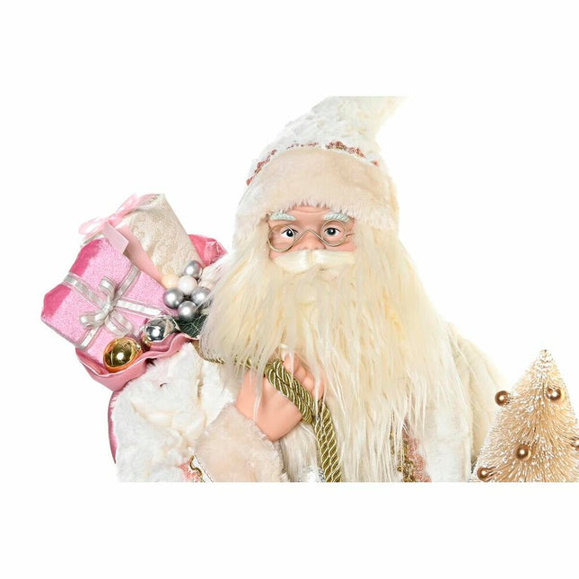 Deko-Figur DKD Home Decor Weihnachten Weihnachtsmann Grau Rosa Holz Polyester PVC (32 x 20 x 60 cm)