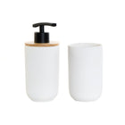 Badezimmer Set DKD Home Decor Weiß Bambus Steingut Skandinavisch (8 x 8 x 18 cm) (2 Stücke)