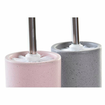 Toilettenbürste DKD Home Decor Urban Silberfarben Grau Aluminium Hellrosa (9,8 x 9,8 x 39 cm) (2 Stück)