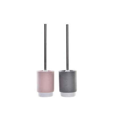 Toilettenbürste DKD Home Decor Urban Silberfarben Grau Aluminium Hellrosa (9,8 x 9,8 x 39 cm) (2 Stück)