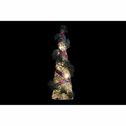 Dekoration DKD Home Decor Weihnachten LED Kegel 3 Stücke Rattan Verschneit (20 x 20 x 80 cm)
