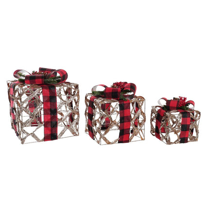 Set dekorativer Karten DKD Home Decor Silberfarben LED Rattan Glitzernd (25 x 25 x 30 cm)