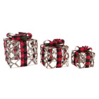Set dekorativer Karten DKD Home Decor Silberfarben LED Rattan Glitzernd (25 x 25 x 30 cm)