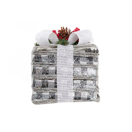 Set dekorativer Karten DKD Home Decor LED Metall Rattan Verschneit (25 x 25 x 29 cm)