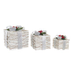 Set dekorativer Karten DKD Home Decor Weiß LED Rattan (25 x 25 x 30 cm)