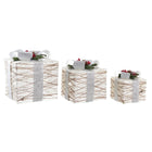 Set dekorativer Karten DKD Home Decor Weiß LED Rattan (25 x 25 x 28 cm)