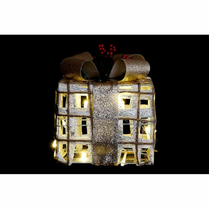 Set dekorativer Karten DKD Home Decor Gold Weiß LED Rot grün Rattan (25 x 25 x 28 cm) (3 Stück)