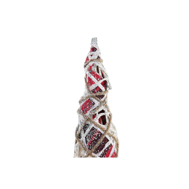 Dekoration DKD Home Decor Weihnachten LED Kegel 3 Stücke Rattan Verschneit (20 x 20 x 80 cm)