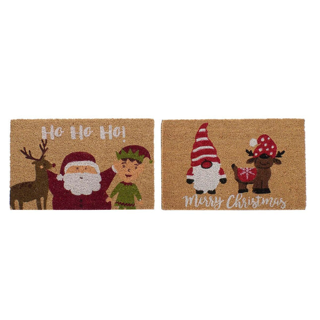 Fußmatte DKD Home Decor Weihnachten PVC Weihnachtsmann Kokosnuss Faser (60 x 40 x 1,5 cm) (2 Stück)