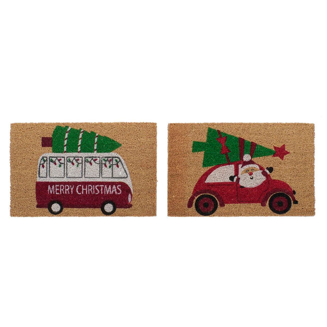 Fußmatte DKD Home Decor Weihnachtsmann PVC Kokosnuss Faser (60 x 40 x 1,5 cm) (2 Stück)