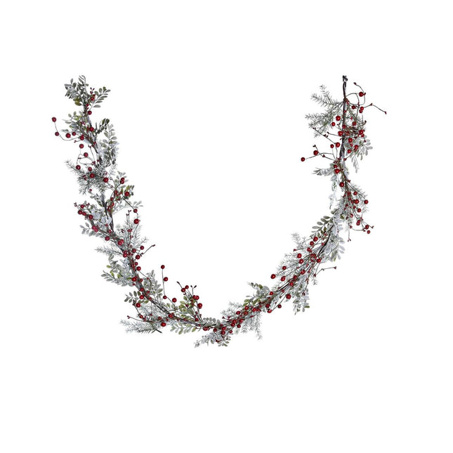 Weihnachtsgirlande DKD Home Decor Rot Weiß grün PE Verschneit (180 x 20 x 20 cm)