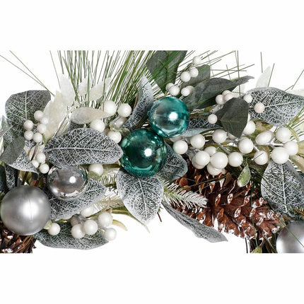 Weihnachtskranz DKD Home Decor Silberfarben Blau PVC Rattan (60 x 60 x 12 cm)