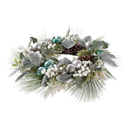 Weihnachtskranz DKD Home Decor Silberfarben Blau PVC Rattan (60 x 60 x 12 cm)