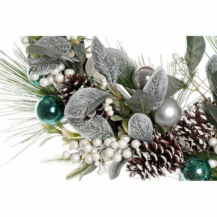 Weihnachtskranz DKD Home Decor Blau Braun Weiß PVC Rattan (60 x 60 x 12 cm)