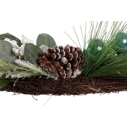 Weihnachtskranz DKD Home Decor Blau Braun Weiß PVC Rattan (60 x 60 x 12 cm)