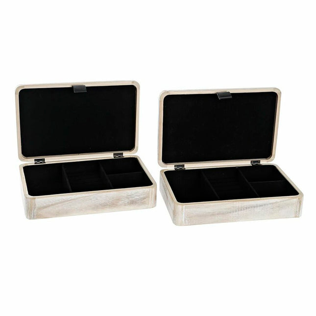 Dekorative Box DKD Home Decor 28 x 18 x 6,5 cm natürlich Holz MDF (2 Stück)