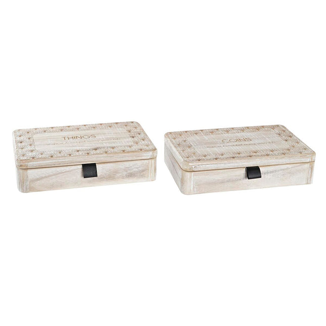Dekorative Box DKD Home Decor 28 x 18 x 6,5 cm natürlich Holz MDF (2 Stück)