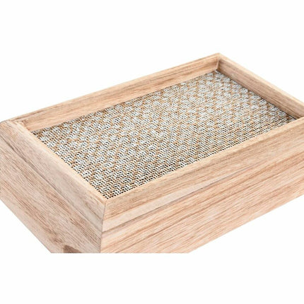 Set dekorativer Karten DKD Home Decor natürlich Holz MDF 24 x 14 x 8 cm (2 Stück)