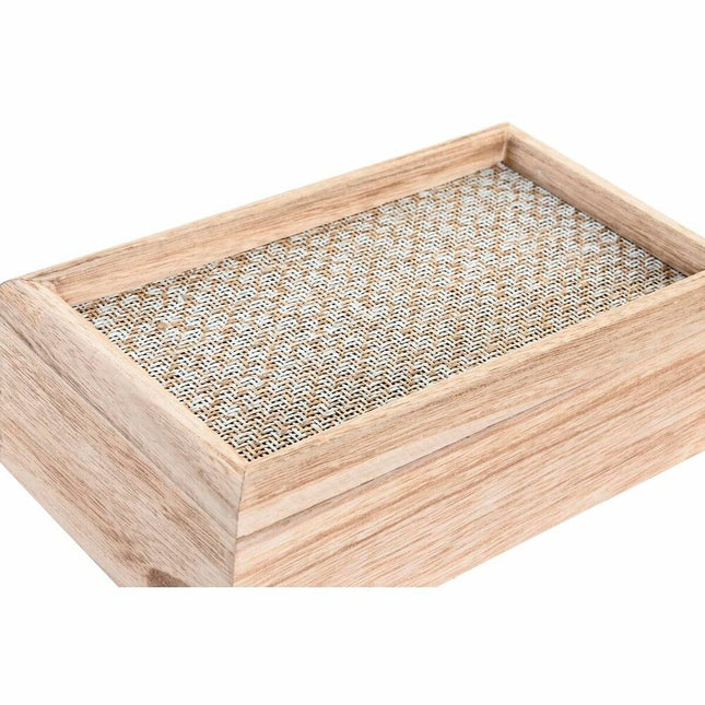 Set dekorativer Karten DKD Home Decor natürlich Holz MDF 24 x 14 x 8 cm (2 Stück)