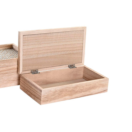 Set dekorativer Karten DKD Home Decor natürlich Holz MDF 24 x 14 x 8 cm (2 Stück)
