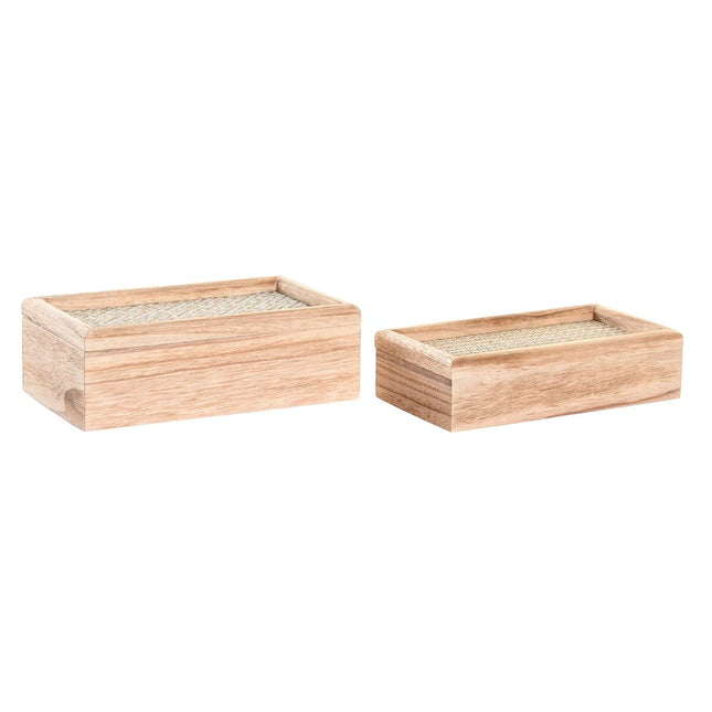 Set dekorativer Karten DKD Home Decor natürlich Holz MDF 24 x 14 x 8 cm (2 Stück)