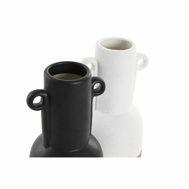Vase DKD Home Decor aus Keramik Schwarz Braun Schnur Weiß 12 x 12 x 29 cm (2 Stück)