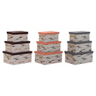 Satz stapelbarer Organizerboxen DKD Home Decor Braun Grau Orange Polyester (40 x 30 x 20 cm) (3 Stück)
