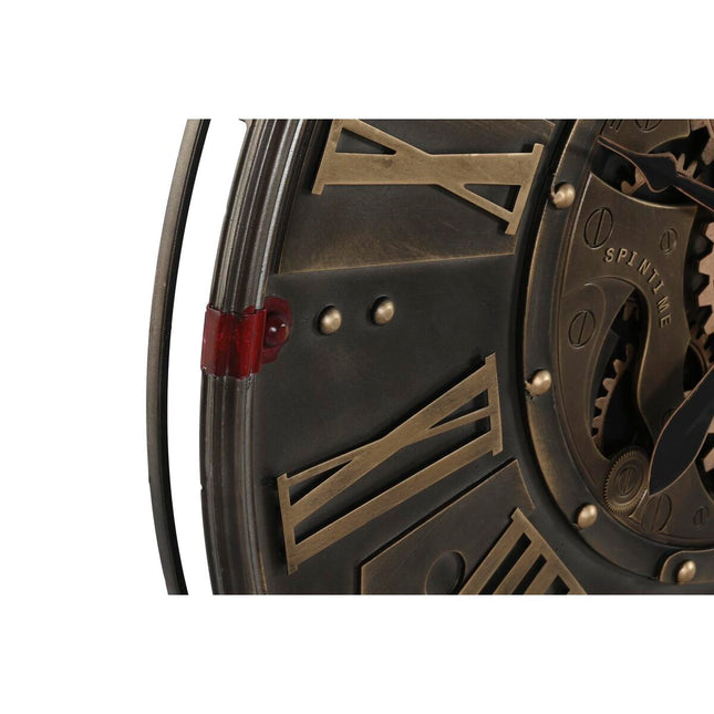 Wanduhr DKD Home Decor Zahnräder Schwarz Gold Eisen (80 x 6,5 x 80 cm)